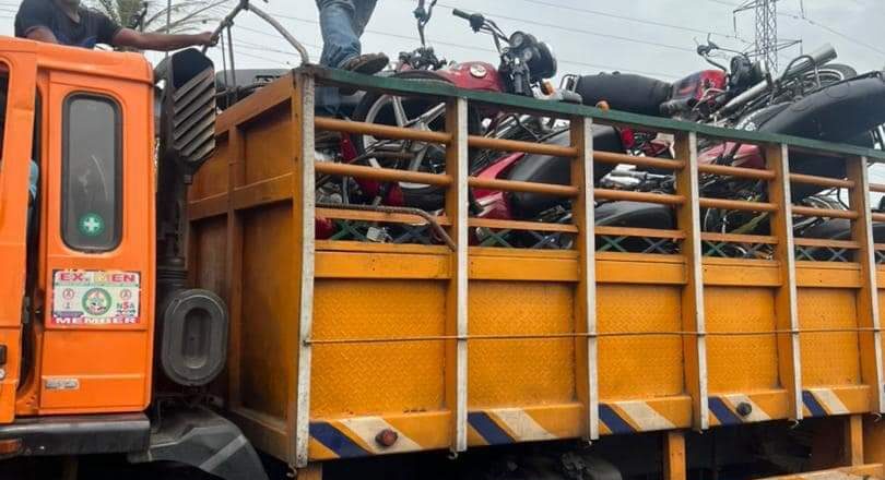 Over 150 Motorcycles seized on Mile 2- Ojo-Badagry Highway in Lagos.