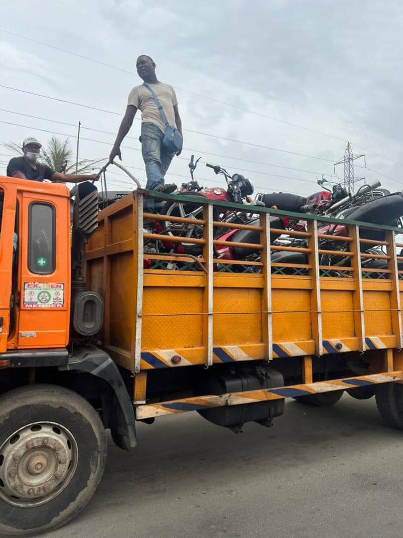 Over 150 Motorcycles seized on Mile 2- Ojo-Badagry Highway in Lagos.